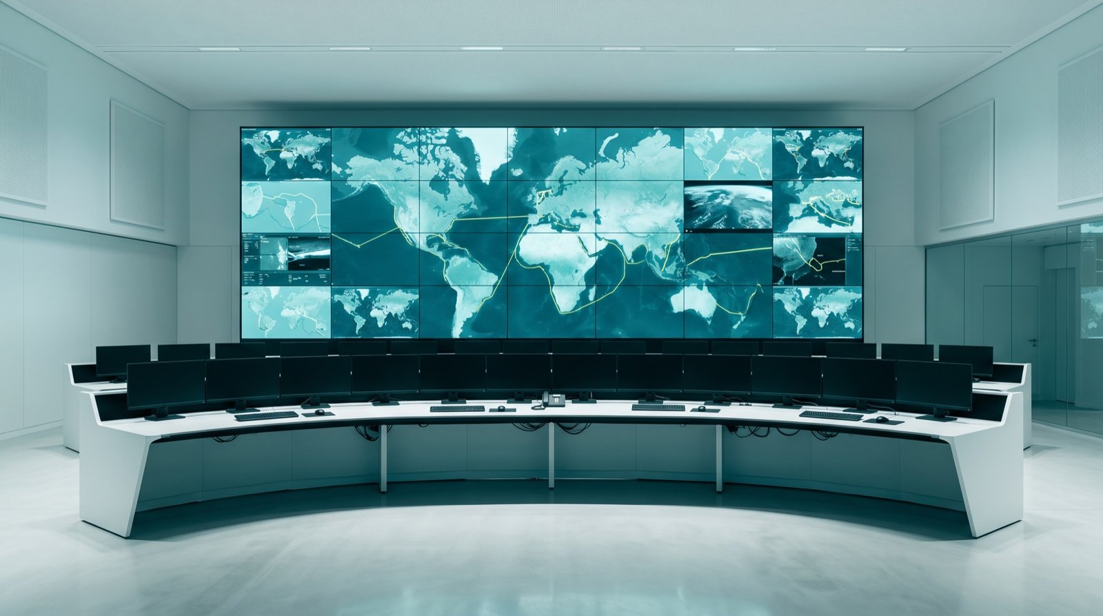 Command and control room with a large video wall